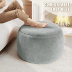 Round Pouf Ottoman Foot Rest, 29 X 18Inch Floor Poufs Footstool, A Round Modern Foam Filled Foot Stool for Living Room, Home, Nursery, Dorm (Grey, 29Inch)
