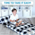 Butterfly Craze Floor Pillow Case, Mattress Bed Lounger Cover, Black/White, Queen Size - Cozy Seating Solution for Kids & Adults, Recliner Cushion, for Reading, TV Time (Pillow Not Included)