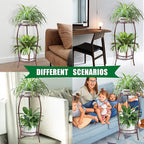MOCORY Plant Stand Indoor Outdoor 2 Tier 27" Tall Metal Potted Holder Rack Flower Pot Stand Heavy Duty Plant Shelf Rustproof Iron Multiple Plant Round Supports Rack for Planter Corner Garden Balcony