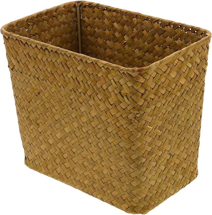 Luxshiny Sea Grass Baskets for Storage Seagrass Waste Basket, Woven Trash Can Wastebasket Garbage Bin Wicker Rattan Laundry Hamper Plant Pot Storage for Kitchen Home Office