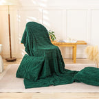 YUSOKI Sherpa Large Throw Blanket Single Layer,Light Weight(1.7lb),370GMS-3D Stylish Design for Gift Home Decor (Forest Green,50"x65")