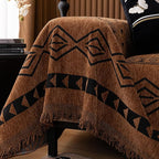 VClife Bohemian Couch Cover for Dog, Plush Thick Chenille Aztec Couch Cover for 3-4 Cushion Couch Sofa Pet Friendly Sofa Slipcover with Tassel 71"X150"