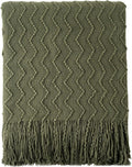 BATTILO HOME Throw Blanket for Couch, Textured Knit Throw, Olive Green Throws for Home Decor, Soft Blanket Throw for Bedroom Decor Housewarming Gifts, 50"x60"