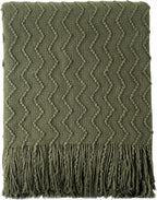 BATTILO HOME Throw Blanket for Couch, Textured Knit Throw, Olive Green Throws for Home Decor, Soft Blanket Throw for Bedroom Decor Housewarming Gifts, 50"x60"