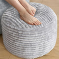 SHOUREN Stuffed Round Pouf Ottoman,Corduroy Foot Rest with Shredded Foam Filling, Lightweight and Fluffy Pouf Storage Ottoman for Living Room,Floor Poufs for Couch,18"x 14", Light Grey