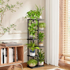Bamworld Tall Plant Stand Indoor, 6 Tier Metal Plant Shelf for Multiple Plants, Tiered Flower Pot Stands for Patio Garden Balcony Living Room Bedroom, Black