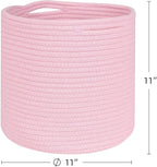 voten Storage Cubes Baskets Bins Organizer 11x11x11'' Fit 12x12''Cube Storage Organizer Bookcases Shelf,Durable Woven Cotton Storage Basket for Organizing,Round 3Pack Pink