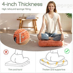 Washable Floor Pillow Cushion for Adults, Meditation Cushion Pillow, Removable Tufted Blended Corduroy Cover, Large Square Floor Sitting for Tatami Living Room or Yoga, 22x22 Inch, Machine Washable