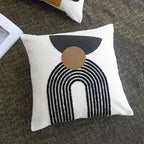 Boho Geo Accent Throw Pillow Covers Tribe Modern Round Arched Geometric Decorative Abstract Pillowcase for Bed Couch Living Room,1 Set of 18x18,Brown and Black