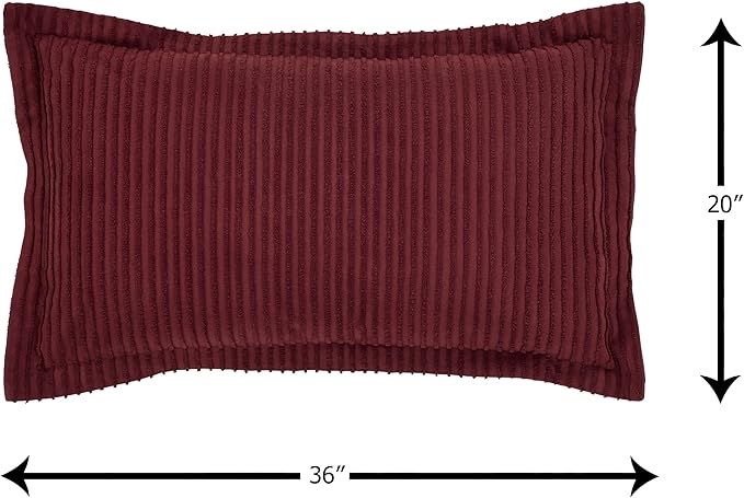 Better Trends Chenille Bedspreads King Size, Burgundy 100% Cotton Chenille Stripe Design Tufted Bedding Coverlet Soft Lightweight, 120"x110" with 2 King Sham 3 Pieces Set Jullian Collection