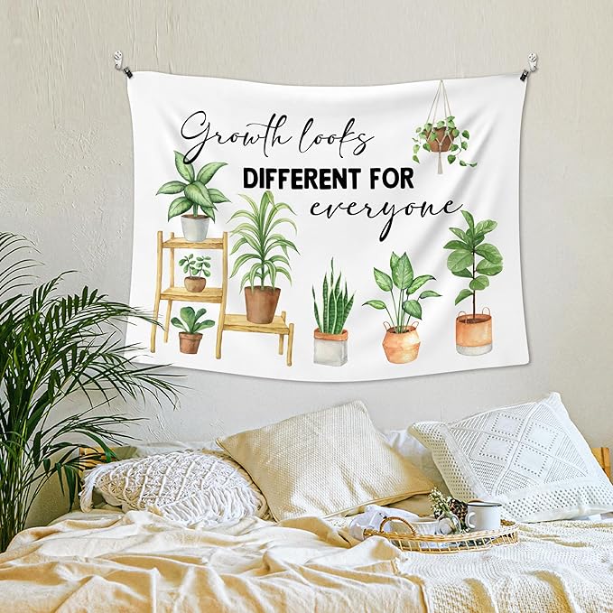 XLDLIOO Mental Health Wall Tapestry, Growth Looks Different for Everyone Motivational Wall Tapestry Hanging for Classroom, Inspirational Tapestries Decor Art for Therapy Counselor Office 40x30in