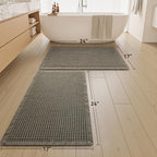 Upgraded Waffle Bath Mats Set of 2, Super Absorbent Non Slip Bath Mats for Bathroom Floor, Washable Boho Bathroom Rugs Set 2 Piece with Tassels, Soft Bathroom Mat Set, 17" x 24" (2 Pack), Green