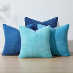 Topfinel Light Blue Decorative Throw Pillow Covers,20x20 Pillow Covers Set of 4 with Striped Corduroy,Boho Soft Accent Cushion Covers for Couch,Bed,Living Room Home Decor