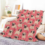 Throw Blanket for Couch, 300GSM Warm Soft Cozy Flannel Blanket, Cute Blanket for All Seasons Bedroom Home Decor Gifts, Pink Funny Dogs 50x60 Inches