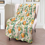 Peach Blossom Blanket 40×50 Inch,Summer Hand Drawn Fruit and Floral Lightweight Flannel Throw with Butterfly,Vintage Orchard Garden Home Decor,Gifts for Girls,Women