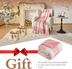 LURKA Checkered Sherpa Fleece Throw Blanket – Soft and Cozy, Medium Weight for All Season, Plush Throw for Couch, Bed & Pets, Powder Pink, 50x60 Inches