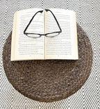 S & L Homes Pouf Ottoman - 100% Jute Braided Footrest Pouf Hand Knitted Traditional Cord Boho Pouffe for Living Room, Bedroom, Nursery, Patio, Lounge Colorblock - Natural Brown (18”x18”x12”)