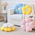 Flower Pillow, Flower Shaped Pillow Decorative Throw Pillows for Bed Couch, Cute Daisy Pillow Dorm Decor Floor Seating Cushion (White, 15 Inches)