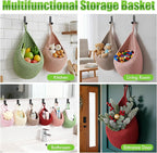 Honeydak 6 Pack Boho Hanging Wall Baskets for Kitchen Teardrop Hanging Fruit Vegetable Baskets with 6 Hooks, Home Onion Net for Fruits Vegetable Potato Storage, 6 Sizes(Colorful)