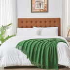 inhand Green Knitted Throw Blanket for Couch and Bed, St. Patrick’s Day Lucky Spring Gifts Throw for Her or Him, Soft Farmhouse Woven Blanket with Tassel, Lightweight Decorative, 50"x60"