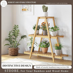 Plant Stand For Indoor Outdoor Tiered Plant Shelf 3 Tier 8 Potted Bamboo Flower Holder Ladder Rack For Multiple Triangle Table Plant Pot Stand (Natural)