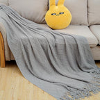 Throw Blanket for Couch Bed, Sofa Knit Blanket Farmhouse Throw for Living Room, Decorative Fall Throw Blanket for Chair, Outdoor Textured Boho Blanket（Grey 51x67In）
