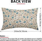Brown Blue Grey Floral Pillow Covers 12x20 Set of 2 Vintage Rustic Old Style Cute Small Flower Print Rectangle Decorative Outdoor Pillowcases Farmhouse Throw Cushion Case Decor for Couch Sofa Bed
