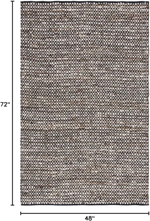 SAFAVIEH Natura Collection Accent Rug - 4' x 6', Black & Ivory, Handmade Flat Weave Wool & Jute, Ideal for High Traffic Areas in Entryway, Living Room, Bedroom (NAT349Z)