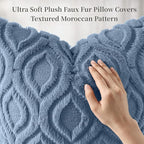 decorUhome Cozy Textured Throw Pillow Covers 16x16 Inch Set of 2, Soft Plush Faux Wool Dusty Blue Accent Couch Pillow Covers for Modern Farmhouse Sofa Bed Living Room