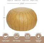 Thgonwid Handmade Storage Pouf Ottoman Foot Stool - Faux Suede Round Floor Cushion 21.6"x13" for Living Room, Bedroom, Wedding Decor, Unstuffed (Yellow)