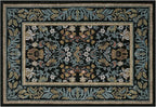 GarveeHome 2x3 Entryway Area Rug Boho Vintage Rugs Non Slip Front Door Rug, Washable Indoor Kitchen Rugs Soft Low-Pile Stain Resistance Small Door Mat for Bedroom Blue Black