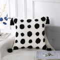 PANOD Super Soft Farmhouse Decorative Plush Throw Pillow Covers 18 x 18 Black,Solid Pom pom Tufted with Tassels Modern Accent Boho Square Cushion Cover Pillow Case for Couch Sofa