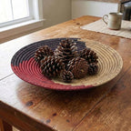 Grain Wares Boho 12 in Handwoven Date Palm Leaf Wall Basket Decor, The Swirl Pattern, Adhesive Strips Included, 1 Basket