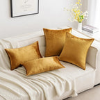 MIULEE Dark Gold Velvet Throw Pillow Covers 18x18 Soft Decorative Solid Square Cushion Cases Pack of 2 Modern Luxury Home Decor for Couch, Sofa, Bedroom