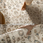 Washable Area Rugs for Living Room: 5x7 Bedroom Rug Boho Vintage Area Rug Stain Resistant Non Slip Low Pile Lightweight Soft Carpets for Dining Room Kitchen Nursery Kids Room Playroom Home Office