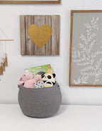 Goodpick Cute Round Cotton Rope Basket Woven Towel Baskets Bathroom Small Dog Toy&Cat Toy Storage Basket for Children Corner Plant Baskets Shelf Indoor, Gray, 10"D x 8.3"H