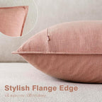 Foindtower Pack of 2, Decorative Linen Soild Throw Pillow Covers Soft Accent Euro Cushion Case Boho Farmhouse Pillowcase for Chair Couch Sofa Bedroom Living Room Home Decor 18 x 18 Inch Coral Pink