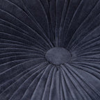 SIMPLIHOME Renee Round Pouf - 20 inch Wide Upholstered Velvet Ottoman in Navy, Boho Footstool or Extra Seating for Living Room or Bedroom with Button-Tufted Pleated Design, Assembled