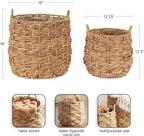 Kate and Laurel Livia Modern Two-Piece Woven Basket Set; 16 x 16 and 13 x 13; Natural Water Hyacinth; Transitional Natural Wicker Baskets for Use as Woven Planters or Living Room Blanket Baskets