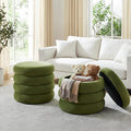 Flouki 19.5" Storage Ottoman Round, Vanity Stools for Bedroom, Entryway Ottoman for Console Table, Ottoman Stool for Girls Women, Foot Stool for Living Room, Set of 2, Velvet Green