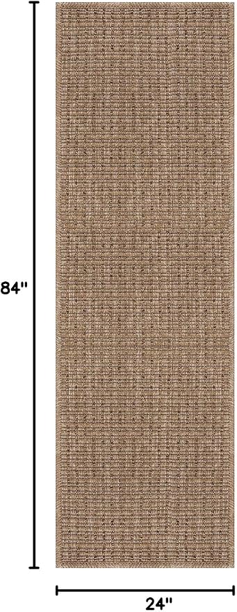 Beverly Rug Easy Jute Natural Runner Rug 2x7 Solid Washable Durable Outdoor Indoor Area Rugs for Living Dining Room Patio Office Stain Resistant Non Shedding Casual Indoor Outside Carpet 2 x 7 Natural