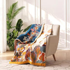 Boho Throw Blanket for Couch 100% Cotton Soft Breathable Butterfly and Floral Double Embroidery Spring Throw Blanket,50"x60" All Season Reversible Throws for Sofa Chair Bohemian Decor for Livingroom