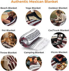 Mexican Blanket (Authentic Handmade Falsa) - Durable, Lightweight Baja Indian Blanket for Yoga, Beach, Camping, Picnic, Car/Truck, Outdoor Mexican Throw, Baja Saddle Blanket, 70"x50", Cherry
