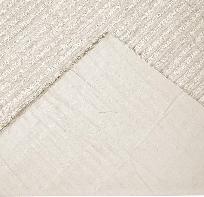 Better Trends Jullian Collection is Super Soft and Light Weight in Bold Stripes Design 100% Cotton Tufted Unique Luxurious Machine Washable Tumble Dry, Standard Sham, Ivory