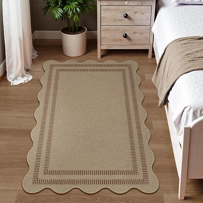 Modern Easy Jute Outdoor Patio Rug, 3x5 Washable Rugs for Entryway Office Farmhouse Classroom Carpet, Contemporary Non Slip Front Door Mat for Porch Guestroom Room Decor