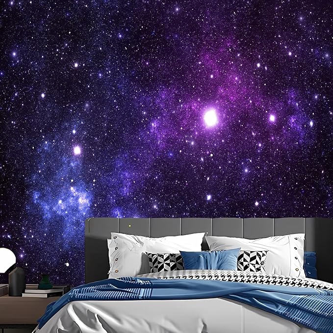TUGCAY Galaxy Tapestry Space Night Starry Sky Stars Tapestry Universe Mysterious Nebula Ceiling Wall Hanging Decor for Bedroom Living Room (59'' x 79'')