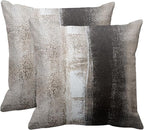 Emvency Set of 2 Brown Beige Painting Throw Pillow Covers Contemporary Abstract Design Retro Decorative Pillow Case Home Decor Standard Square 18x18 Inch Cushion Pillowcase