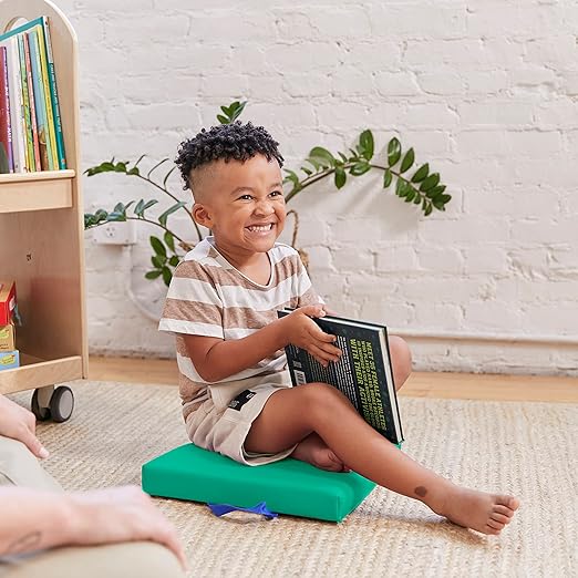 ECR4Kids SoftZone Floor Cushions, Square, Flexible Seating, Emerald, 6-Piece