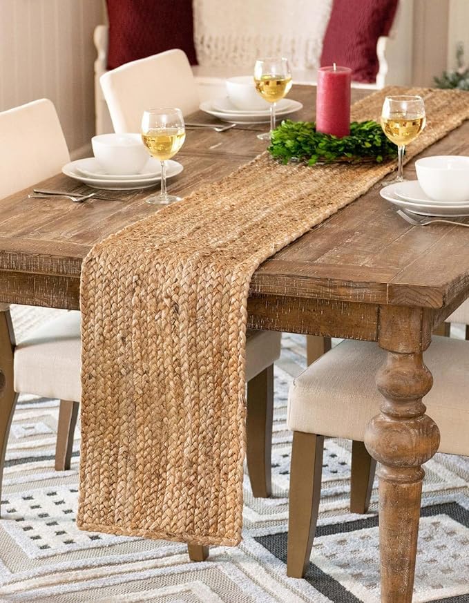 Unique Loom Braided Jute Collection Area Rug - Dhaka (1' 2" x 10' Table Runner, Natural)