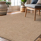 CAMILSON Easy Jute Rug 10x14, Indoor Outdoor Natural Color Fiber Area Rugs for Living Room Patio and Kitchen Rug, Solid Boho Woven Design, Easy-Cleaning, Washable Outside Carpet Alfombras (10 x 14)